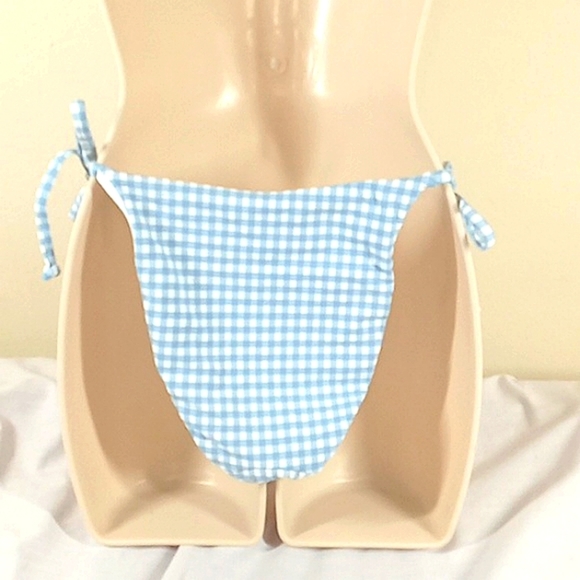 NEW Andie Light Blue White Swim Vacation GINGHAM  String Bottom XL Extra Large - Picture 3 of 4